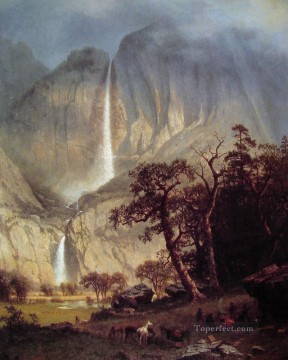 湖池の滝 Painting - Cholooke Albert Bierstadt 風景の滝